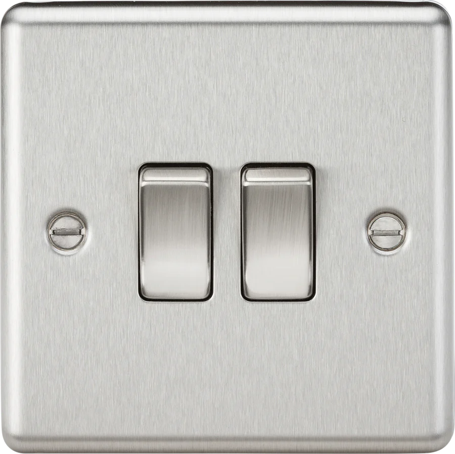 Knightsbridge: CL3BC, Brushed Chrome 10AX 2G 2-Way Switch, Rounded Edge, Screw Terminal, IP20, 304 Stainless Steel