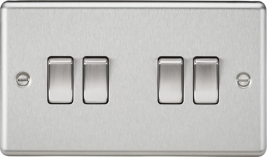 Knightsbridge: CL41BC, 10AX 4G 2-Way Switch, Rounded Edge, Brushed Chrome Finish, 304 Stainless Steel, 230V