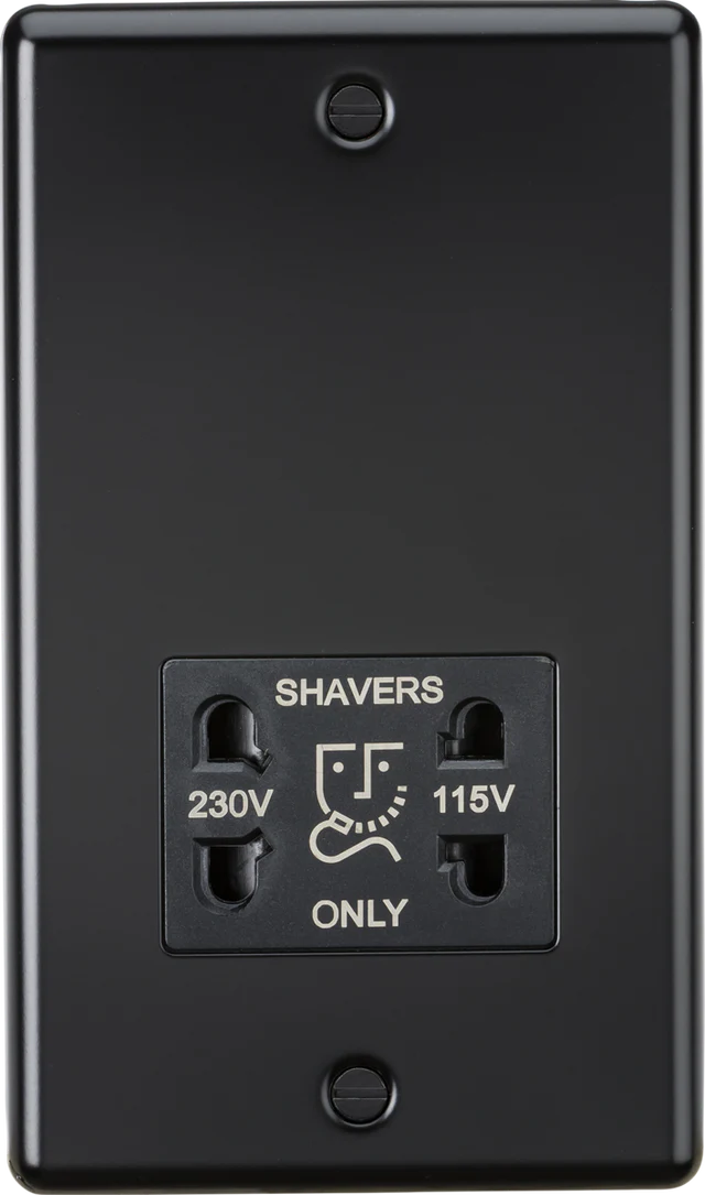Knightsbridge: CL89MB, Dual Voltage Shaver Socket, 115/230V, IP41, Matt Black, 20VA, 304 Stainless Steel
