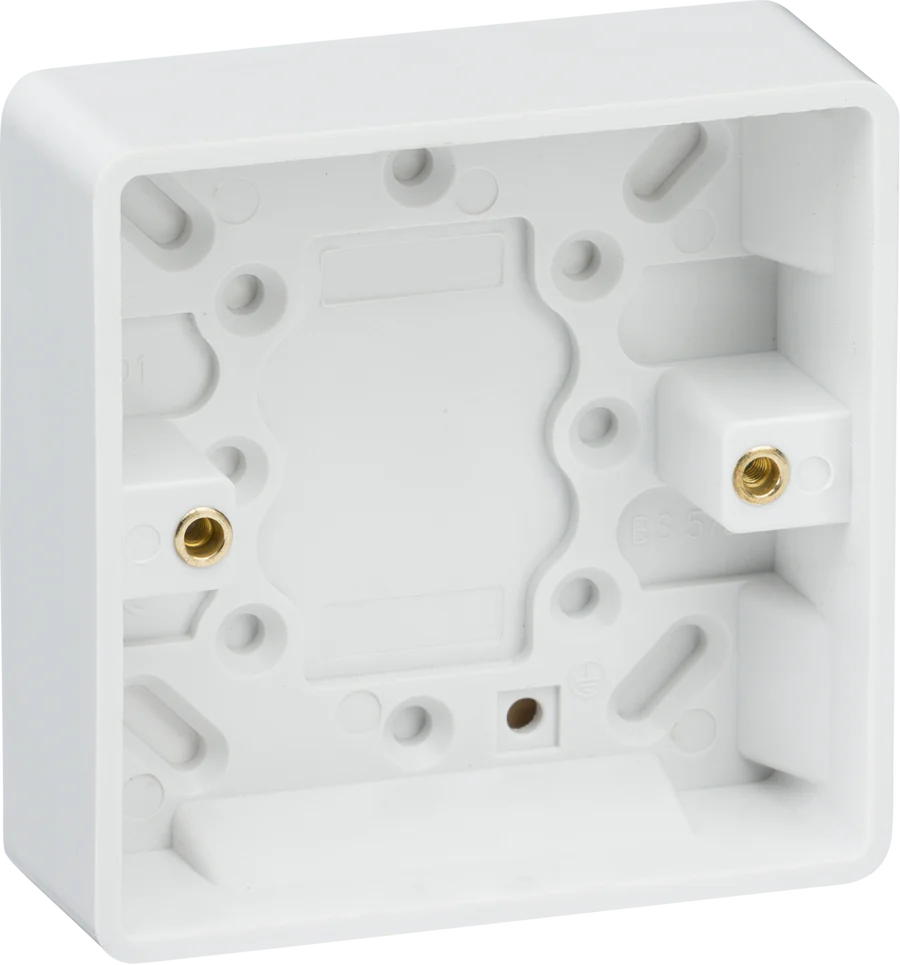 Knightsbridge: CU1400, Curved Edge Single Pattress Box, 25mm, White Thermoset Resin, IP20, Pack of 10