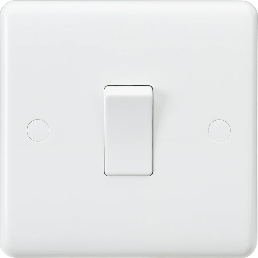 Knightsbridge: CU2000, 10AX 1G 2-Way Switch, White, Curved Edge Design, IP20, 230V