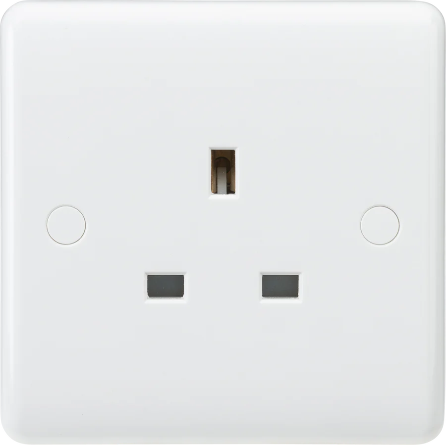 Knightsbridge: CU7000U, 13A Unswitched Socket, Curved Edge Design, White Finish, 230V, BS 1363-2 Certified