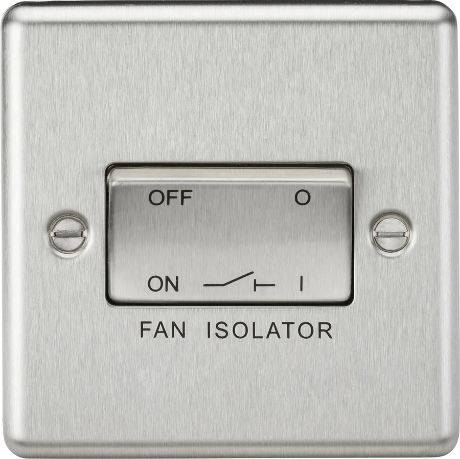 Knightsbridge: CL11BC, 10A Triple Pole Fan Isolator Switch, Rounded Edge, Brushed Chrome, 230V