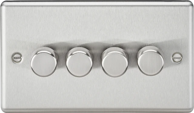 Knightsbridge: CL2194BC, 4G 2-Way Intelligent Dimmer, 10-200W, Brushed Chrome, 230V, Overload Protection