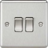 Knightsbridge: CL3BC, Brushed Chrome 10AX 2G 2-Way Switch, Rounded Edge, Screw Terminal, IP20, 304 Stainless Steel