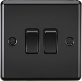 Knightsbridge: CL3MBB, 10AX 2G 2-Way Switch, Matt Black, Rounded Edge, IP20, 230V 50Hz, 304 Stainless Steel