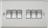 Knightsbridge: CL42BC, 10AX 6-Gang 2-Way Switch, Rounded Edge Design, Brushed Chrome Finish, IP20, 230V, 10A