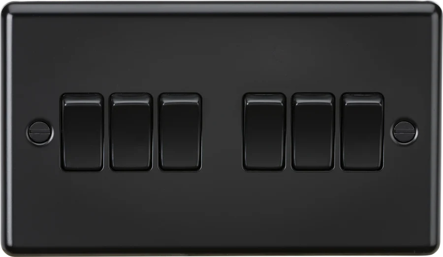 Knightsbridge: CL42MBB, 10AX 6G 2-Way Switch, Matt Black Finish, Rounded Edge Design, 230V, EN 60669-1 Certified