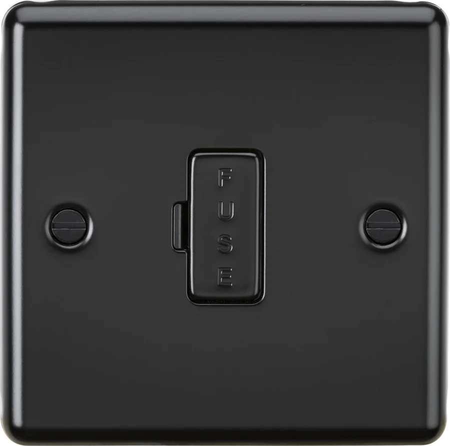 Knightsbridge: CL6MBB, 13A Fused Spur Unit, Matt Black, Rounded Edge Design, BS 1363-4 Certified, 230V