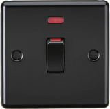 Knightsbridge: CL81MNMBB, 45A Double Pole Switch with Neon Indicator, Matt Black, IP20, 304 Stainless Steel, Rounded Edges