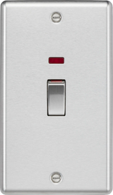 Knightsbridge: CL82MNBC, 45A DP Switch with Neon, Double Pole, Brushed Chrome Finish, Rounded Edges, 230V, IP20