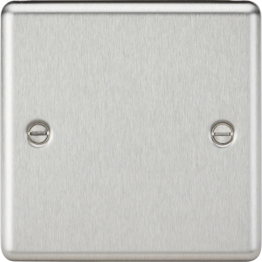 Knightsbridge: CL85BC, 1G Blanking Plate, Rounded Edge, Brushed Chrome Finish, 304 Stainless Steel, 85.75mm x 85.75mm