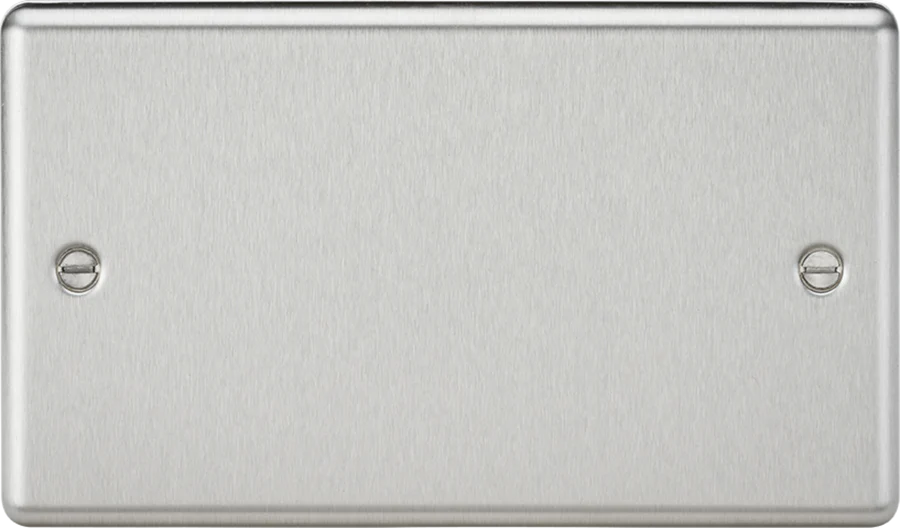 Knightsbridge: CL86BC, 2G Blanking Plate, Brushed Chrome, Rounded Edge Design, 304 Stainless Steel, IP20