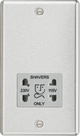 Knightsbridge: CL89BCG, Dual Voltage Shaver Socket, 115/230V, Brushed Chrome, IP41 Rated, 304 Stainless Steel, 20VA