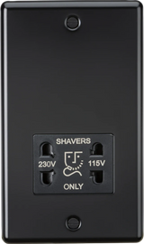 Knightsbridge: CL89MB, Dual Voltage Shaver Socket, 115/230V, IP41, Matt Black, 20VA, 304 Stainless Steel