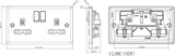 Knightsbridge: CL9MBB, 13A Double Pole Switched Socket, 2 Gang, Matt Black, Rounded Edges, 230V, BS 1363:2 Certified