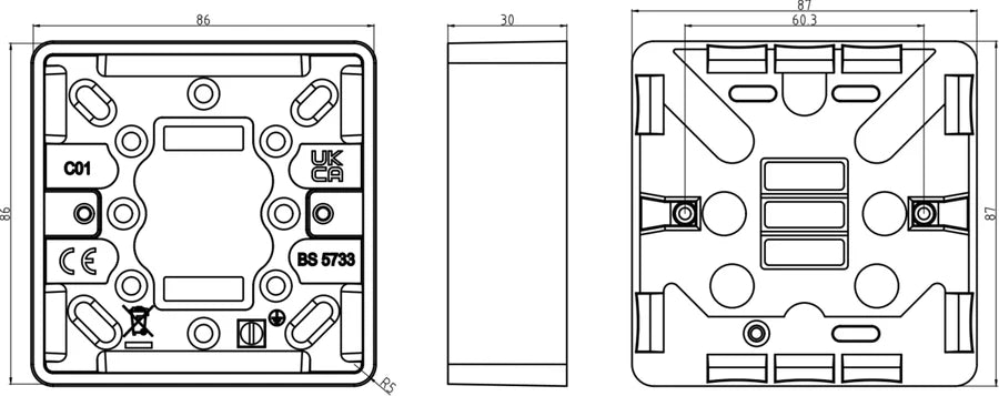 Knightsbridge: CU1400, Curved Edge Single Pattress Box, 25mm, White Thermoset Resin, IP20, Pack of 10
