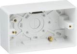 Knightsbridge: CU1600, Double 47mm Pattress Box, Earth Terminal, Cable Strain Relief, Curved Edge, White, IP20