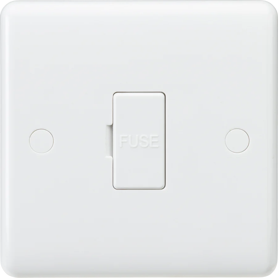 Knightsbridge: CU6000, 13A Fused Spur Unit, Curved Edge Design, White, IP20, 230V, BS 1363-2 Certified