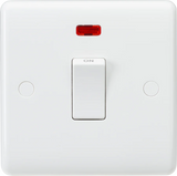 Knightsbridge: CU8341N, 20A Double Pole Switch, Neon Indicator, Curved Edge Design, White Thermoset Resin, IP20, 230V